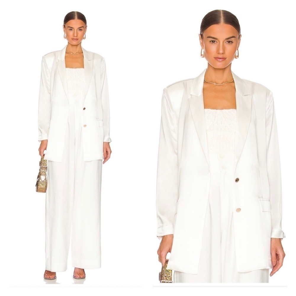 SER.OYA Ronin White Satin Oversized Blazer Jacket Medium NWT - Picture 5 of 16
